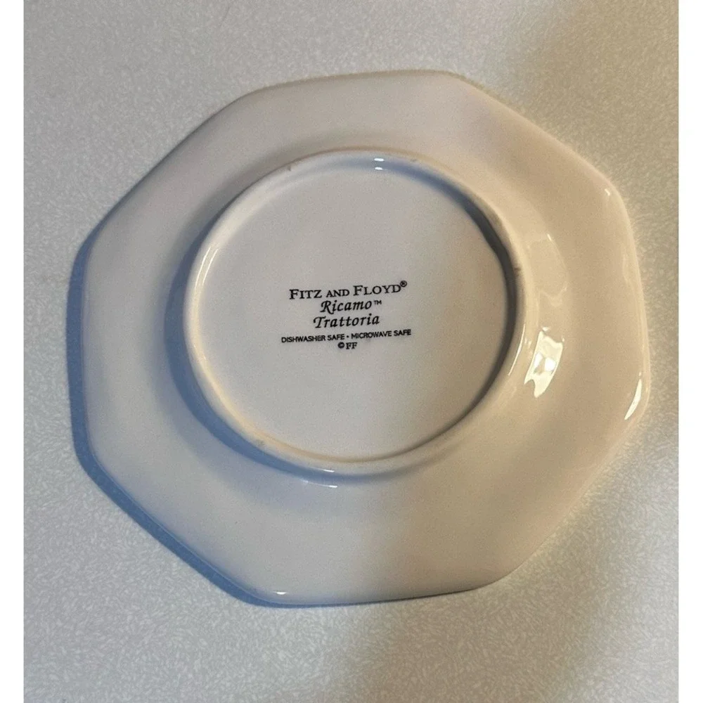 Fitz and Floyd Ricamo Trattoria Plates Set of 2 Yellow Blue